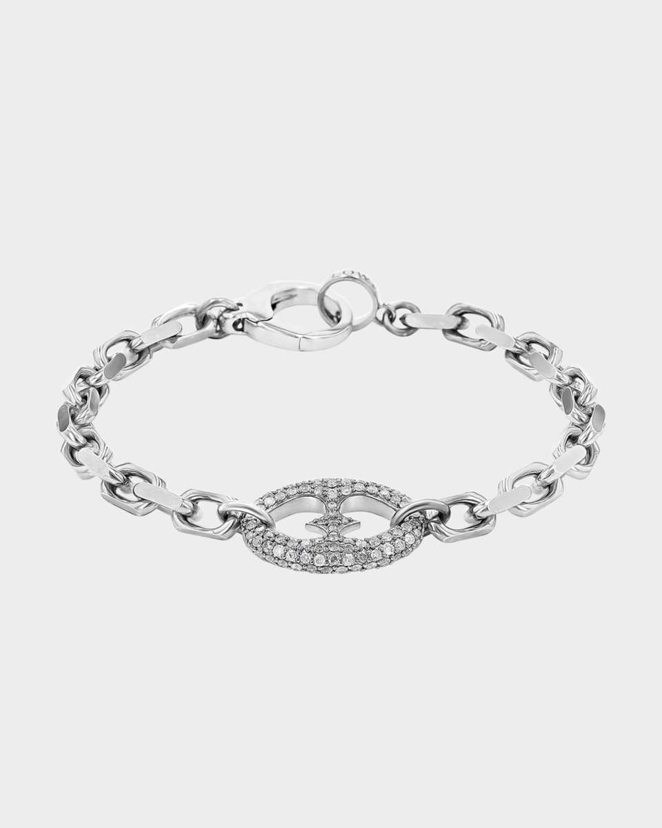 Diamond Puffy Heart Mariner Link Chain Bracelet